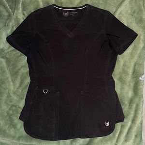 Urbane Performance Women’s Modern Fit Activent V-Neck Scrub Tunic, black, size S